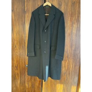 Black Tailored Wool ACWA Long Formal Button Up Outerwear Coat